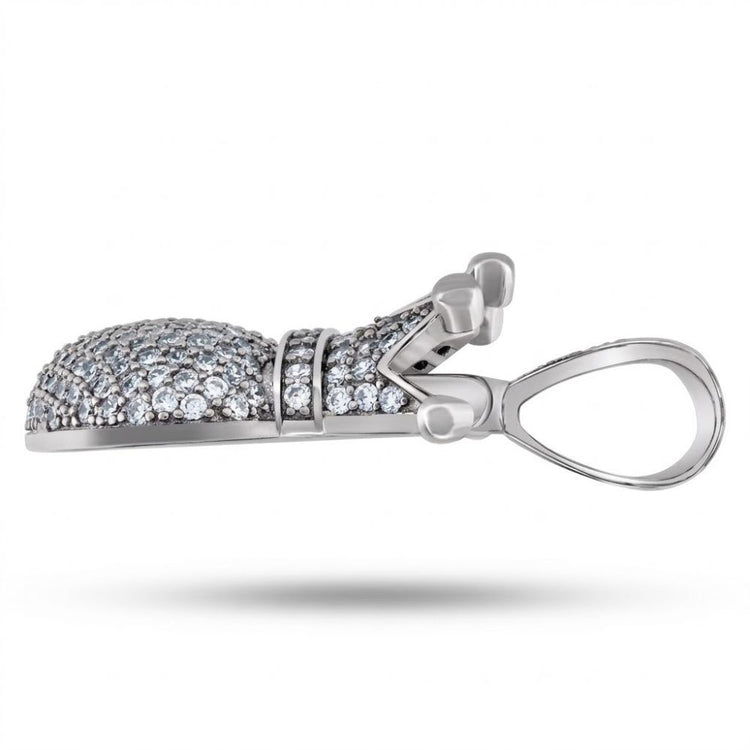 A 925 Sterling Silver Crown Heart Pendant is displayed in profile against a white background.