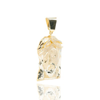 The Jesus Piece Pendant in 10K Gold is a polished men’s gold pendant shaped like a face with a crown of thorns, making it a striking and meaningful accessory.