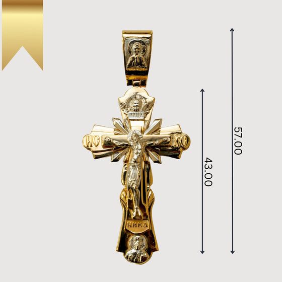 Orthodox Cross Pendant in 14K Gold – Men Pendant