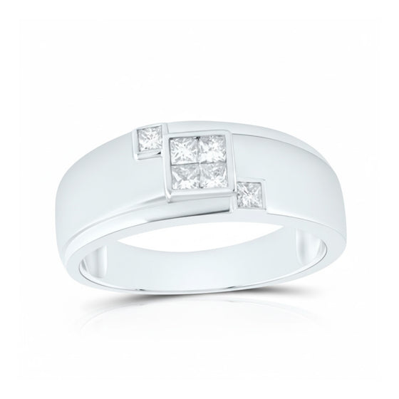 10k Gold Princess Diamond Band Ring 3/8 Cttw