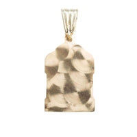 The Lady Charity Caridad Del Cobre Pendant is a men’s 10k solid gold pendant with a scalloped top, textured brushed circle, ribbed bail, engraved details, and a geometric design inspired by Lady Charity Caridad Del Cobre.