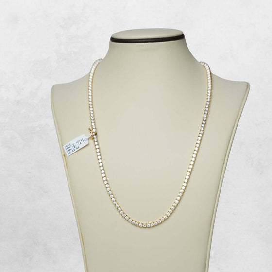 Moissanite Tennis Chain - 3MM Dazzling 3MM moissanite tennis chain in 14k yellow, white, or rose gold. Choose from 16"-22" lengths. In stock and ready to ship – order yours now!