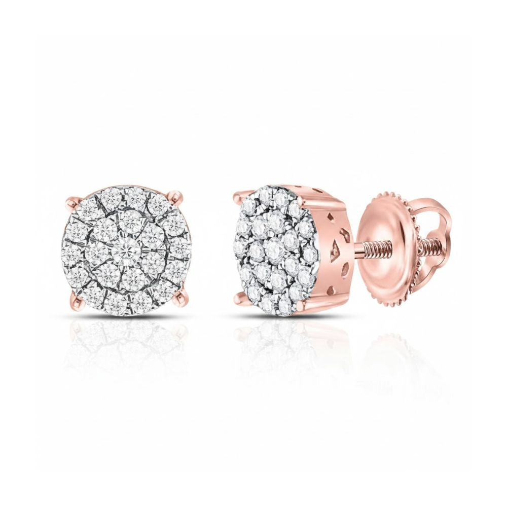 10k Gold Diamond Cluster Earrings 1/4 Cttw