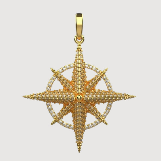 14k Gold Diamond Compass Star PendantEmbrace adventure with the 14K Gold Diamond Compass Star Pendant. Features a compass star motif in radiant 14K gold with sparkling diamond accents for timeless elegance.