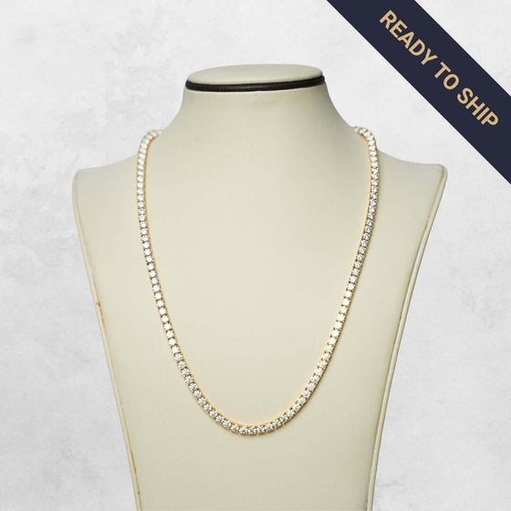 Moissanite Tennis Chain - 3.5MM Stunning 3.5MM moissanite tennis chain in 14k gold (yellow, white, rose). Available in 16"-22". Ready to ship! Experience brilliance and luxury today.