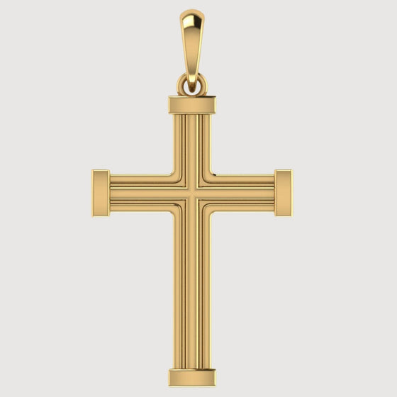 14k Gold Barrel Edge Cross PendantDiscover modern elegance with the 14K Gold Barrel Edge Cross Pendant. Features a sleek barrel-edge design in radiant 14K gold for a bold and sophisticated look.