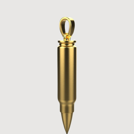 14k Gold Bullet PendantShowcase strength with the 14K Gold Bullet Pendant. Features a sleek bullet design in radiant 14K gold for a bold and modern statement piece.