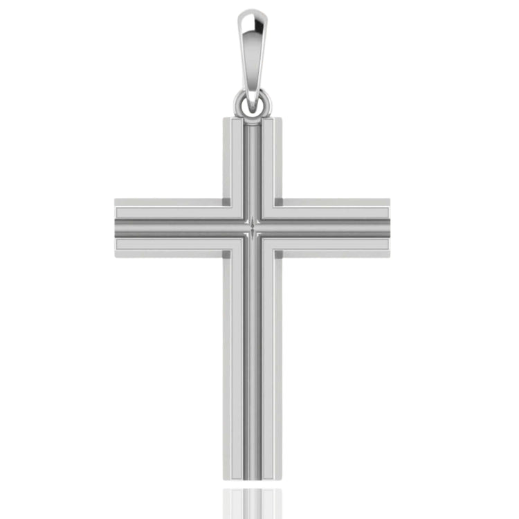 The 14k Gold Layered Cross Pendant features a polished finish and beveled edges in a simple, symmetrical design—ideal for layering or wearing solo. A top loop allows easy attachment to your favorite chain.