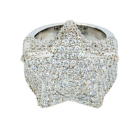 The 7.03 CTW Lab Diamond Star Ring in 14K white gold features a striking, three-dimensional star adorned with sparkling lab-grown diamonds.