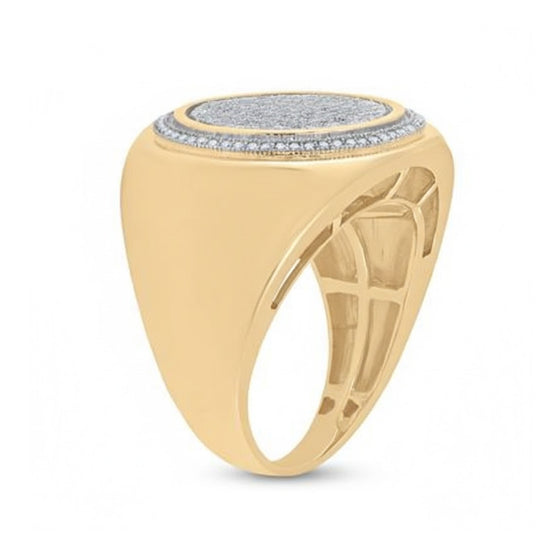 10k Yellow Gold Diamond Circle Frame Cluster Ring