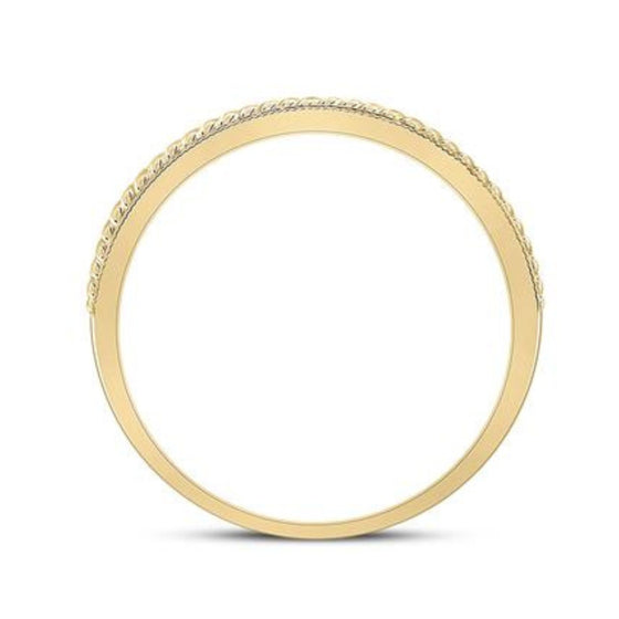 Anillo de oro amarillo de 14 quilates con incrustaciones de diamantes de 1/3 quilates