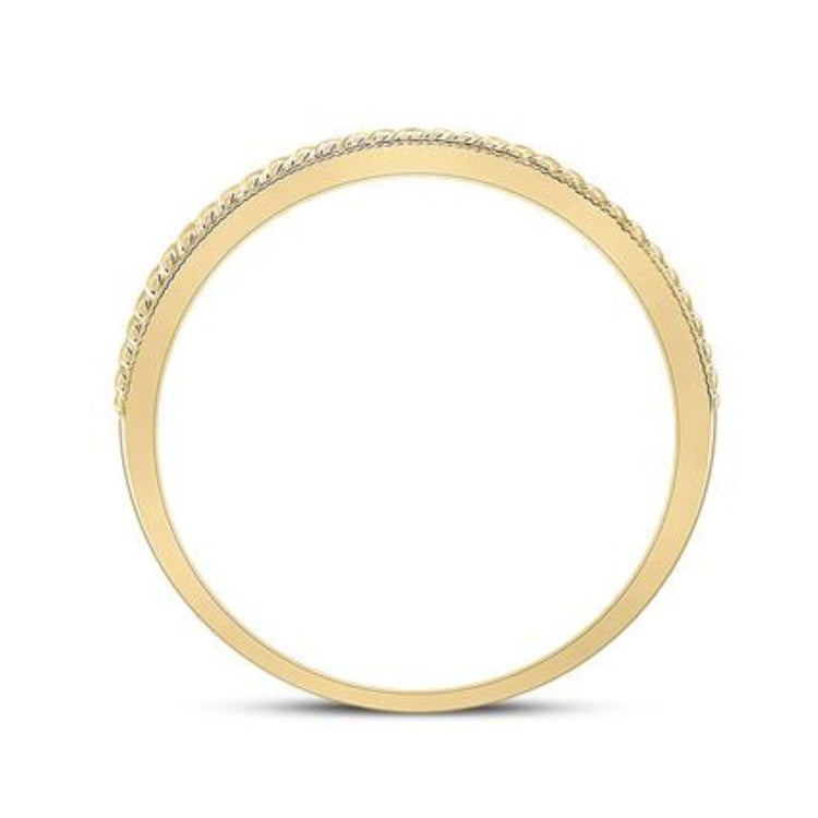 A 14K yellow gold band featuring a smooth finish and a delicate diamond rope inlay (1/3 Cttw) along one edge, photographed against a white background.