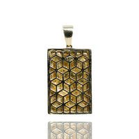 The King of Spades Card Pendant in 10K Gold – Men's Gold Pendant features a geometric design and a 10K hallmark at the top, displayed against a white background with a subtle reflection below.