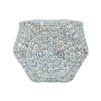 The Iced-Out Octagon Cluster Ring - 6.04 CT - 14k White Gold features a bold hexagonal design encrusted with brilliant white diamonds covering the entire surface for a dazzling, luxurious look.