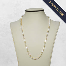  Moissanite Tennis Chain - 3MM Dazzling 3MM moissanite tennis chain in 14k yellow, white, or rose gold. Choose from 16"-22" lengths. In stock and ready to ship – order yours now!