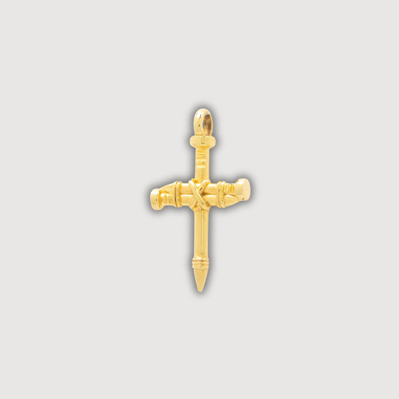 alt=" Discover the bold Gold Nail Cross Pendant for men. Crafted in premium gold, this pendant combines timeless faith with modern style. "