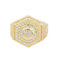 A beautiful 10K Gold Round Cluster Ring, featuring sparkling CZ stones arranged in rows and a central circular cluster on a striking gold band.