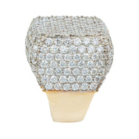 The Iced-Out Square Cluster Ring features 13.1 CT sparkling lab diamonds set in 14K solid gold, shown against a clean white background.