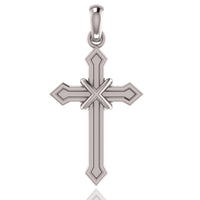A 14k gold arrow-point cross pendant displayed on a white background.