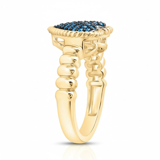 1/4CTW 10k Gold Blue Diamond Heart Ring