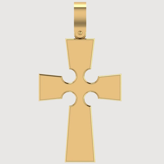 alt=" Make a statement with the 14K Gold Gothic Cross Pendant. Features intricate gothic-style detailing in radiant 14K gold for a bold and sophisticated look. "