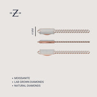 Three views of the Diamond Cuban Link Chain 14k - 4mm, featuring a rectangular, diamond-studded clasp. Choose moissanite, lab-grown, or natural diamonds in this refined Cuban link chain design.