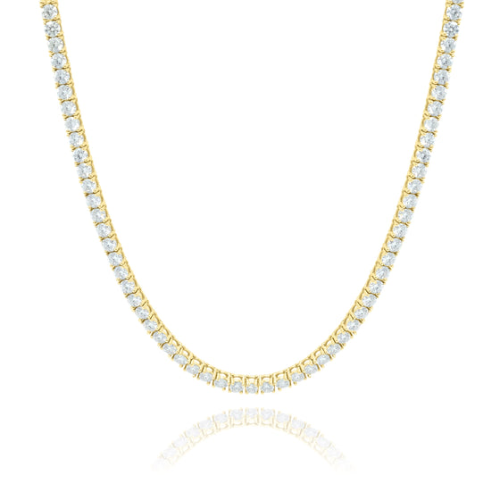 Shop 4mm Tennis Chain, expertly crafted 14k Solid Yellow Gold. Featuring 30.35ct Lab Diamonds and 20 inches in length. 