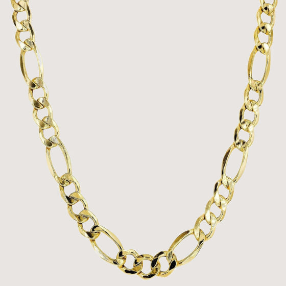 5.5mm Figaro Link Chain made from solid yellow gold with a polished finish.