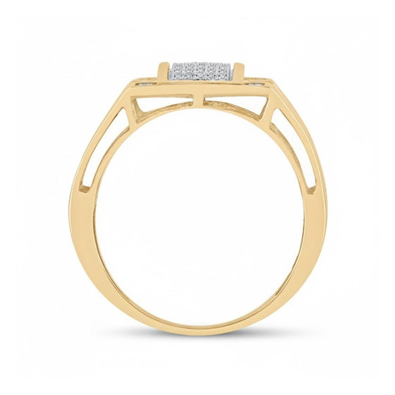 10k Yellow Gold Round Diamond Cluster Ring 1/4 Cttw