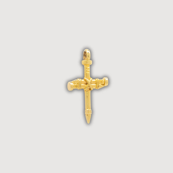 alt=" Discover the bold Gold Nail Cross Pendant for men. Crafted in premium gold, this pendant combines timeless faith with modern style. "