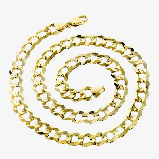 7mm - 13mm Solid Curb Cuban Yellow  Chain