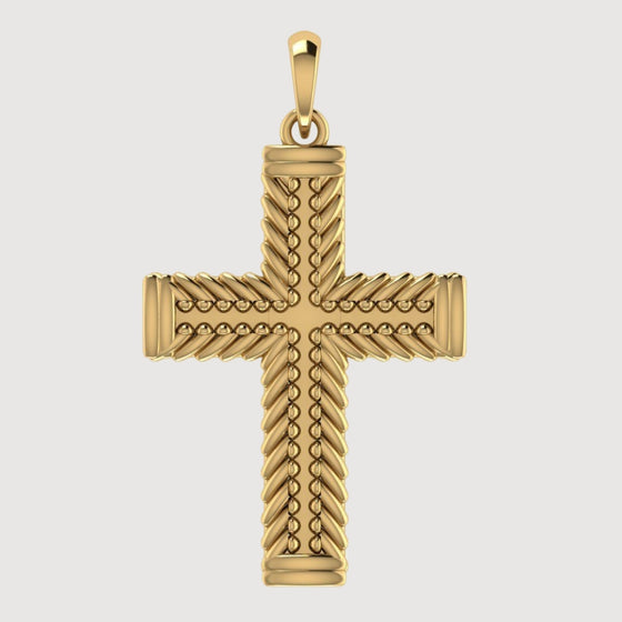 14k Gold Braided Rope Cross PendantCelebrate faith with the 14K Gold Braided Rope Cross Pendant. Features a braided rope design in radiant 14K gold for a timeless and sophisticated look.