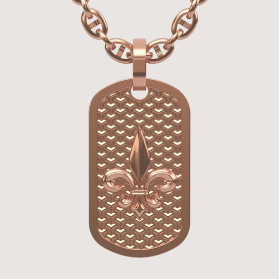 14k Gold Fleur De Lis Dog Tag PendantDiscover the 14K Gold Fleur De Lis Dog Tag Pendant. A luxurious men’s gold pendant featuring a timeless Fleur De Lis design, blending style and sophistication.