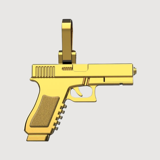 14k Gold Pistol PendantMake a statement with the 14K Gold Pistol Pendant. Features a detailed pistol design in radiant 14K gold for a bold and sophisticated look.