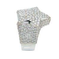 The 7.03 CTW Lab Diamond Star Ring in 14K white gold features a star-shaped design encrusted with sparkling lab-grown diamonds on all visible surfaces.
