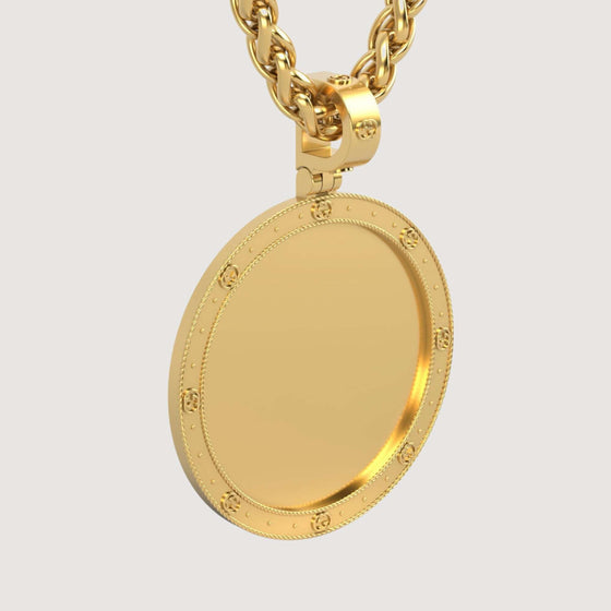 14K Gold Round Engraved Border Picture PendantCharms & Pendants