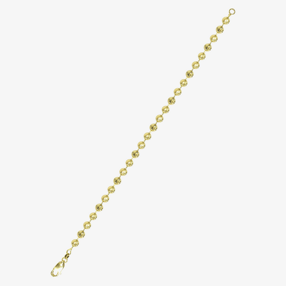 4mm - Moon Cut Bead Bracelet - Solid Yellow Gold