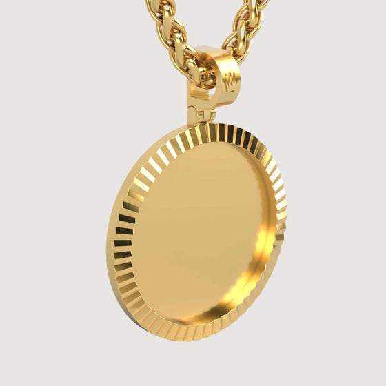 14K Gold Fluted Round Picture PendantCharms & Pendants