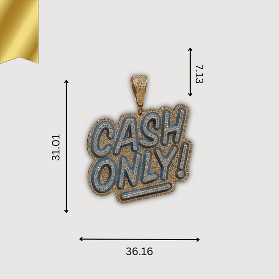 1.42 Ct "Cash Only" Diamond Pendant in 14K Yellow Gold with natural diamonds, luxury jewelry for ambition and style.