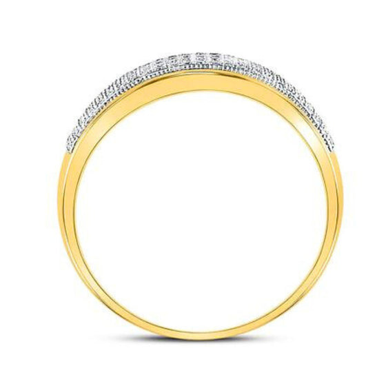 Anillo de bodas de oro de 10 k con diamantes redondos de 3/8 quilates