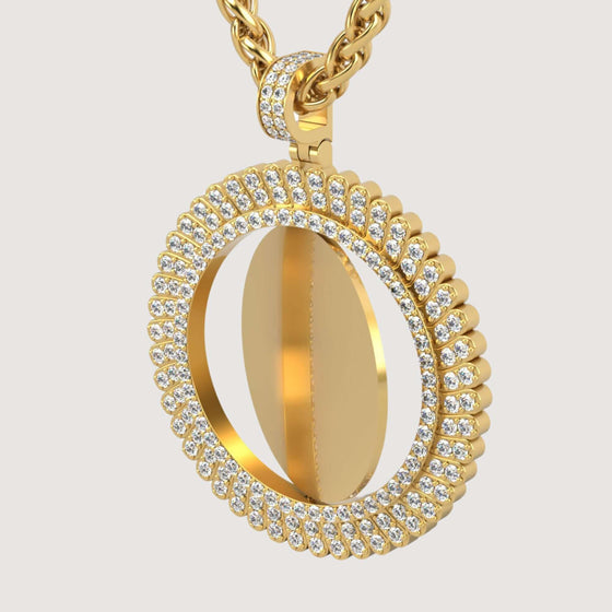 14K Gold Sunburst Diamond Round Picture PendantCharms & Pendants