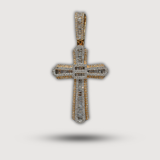 1.5 CTW Diamond Cross Pendant - 14k Yellow Gold