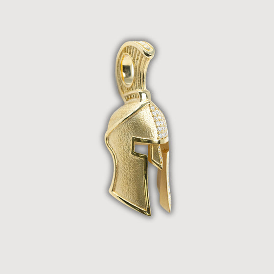 Half-Face Diamond Spartan Helmet Pendant – 14K Gold Men’s Pendant