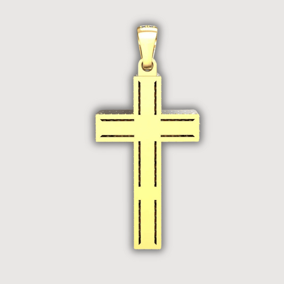 14K gold crucifix pendant featuring a classic cross design, perfect for showcasing faith and elegance in a timeless jewelry piece.