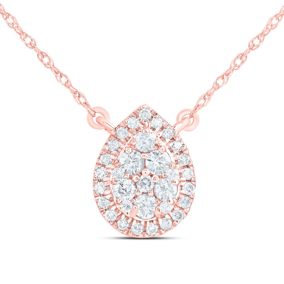 1/3CTW Diamond Fashion Pear Necklace - 18" 14K Rose Gold