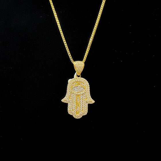 10K Hamsa Hand Pendant & Franco Chain Bundle