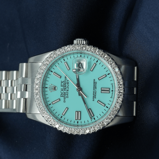 36mm Rolex Datejust, Cyan Dial Jubelee Band, Ref: 16234