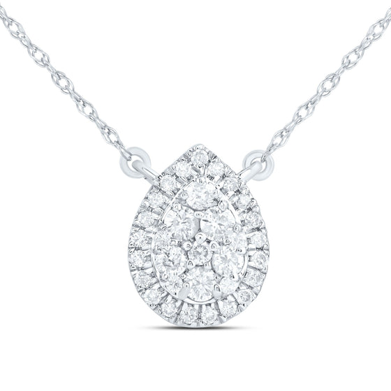 1/3CTW Diamond Fashion Pear Necklace - 18" 14K White Gold