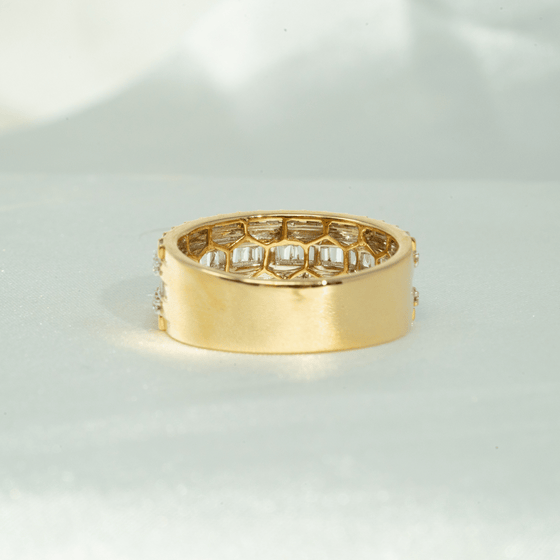 1.55 CTW Cluster Diamond Band Ring - 14k Yellow Gold