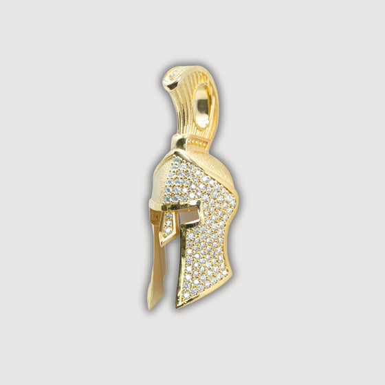 Half-Face Diamond Spartan Helmet Pendant – 14K Gold Men’s Pendant